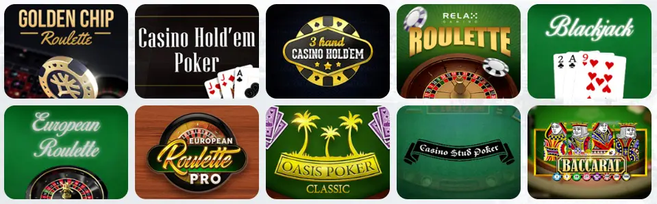 Giochi da tavolo al DENDY CASINO